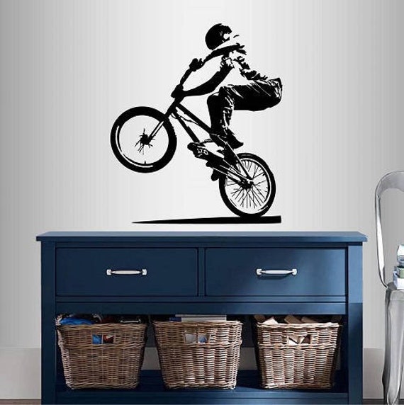 In-Style Decals Wall Vinyl Decal Home Decor Art Sticker Bmx Cyclist Bicycle Extreme Sports Bike Rider Boy Man Removable Mural Design 1533 - image 1