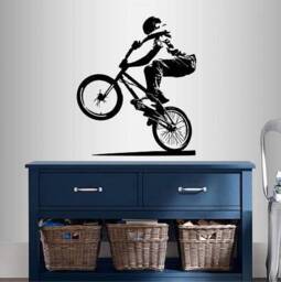 In-Style Decals Wall Vinyl Decal Home Decor Art Sticker Bmx Cyclist Bicycle Extreme Sports Bike Rider Boy Man Removable Mural Design 1533 - thumbnail 1