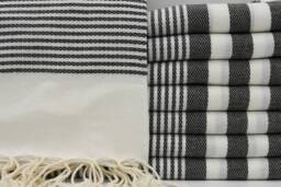 "Black Striped Towel, Turkish Towel, 40""x70" - thumbnail 1