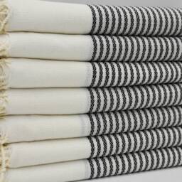 "Black Striped Towel, Turkish Towel, 40""x70" - thumbnail 3