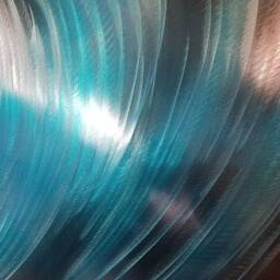 Modern, Abstract, Contemporary Metal Wall Art, Sculpture, 3D Effect, By R Toomer Art. Titled in The Wave. Teal, Pink, Black & Silver - thumbnail 3