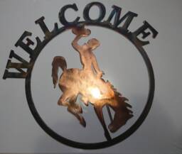 University Of Wyoming Cowboys Welcome Sign House Home Indoor Outdoor Decorations Wall Marker Metal Bucking Horse Pistol Pete Hanging Custom - thumbnail 1