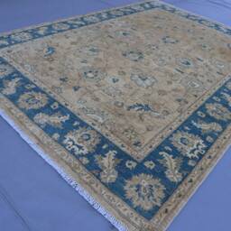 6x8 Taupe Beige Teal Afghan Sultani Rug - Hand Knotted Wool Natural Dyes Oriental For Living Room Bedroom Rug, Contemporary - thumbnail 2