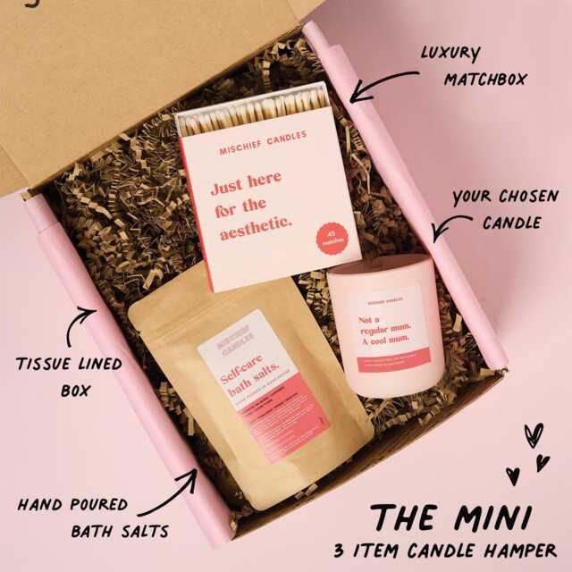 Funny Mum Gift Set - The Mini Hamper Candle, Matchbox & Bath Salts - image 1