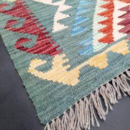 Kilim Runner, Handmade Artisan Afghan Turkish Aztec Reversible Natural Wool Runner Rug 191x76 cm - thumbnail 2
