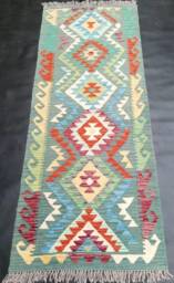 Kilim Runner, Handmade Artisan Afghan Turkish Aztec Reversible Natural Wool Runner Rug 191x76 cm - thumbnail 1