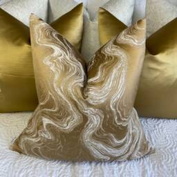 Gold Marble Accent Cushion Cover - Alexis Designer Fabric, Double Sided Handmade UK Pillow Case For Modern Home - thumbnail 2