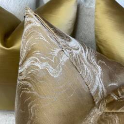 Gold Marble Accent Cushion Cover - Alexis Designer Fabric, Double Sided Handmade UK Pillow Case For Modern Home - thumbnail 3