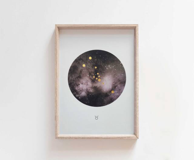 Taurus - Constellation Art Star Sign Print Horoscope Zodiac Wall Astrology Bedroom - image 1