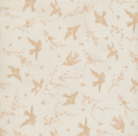 Bird Floral Crib Sheet Beige Cottage Baby Bedding - image 1