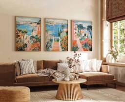 Set Of 3 Menorca Travel Posters, Spain Wall Art Prints, Balearic Islands Decor, Coastal Artwork, Spanish Print - thumbnail 1