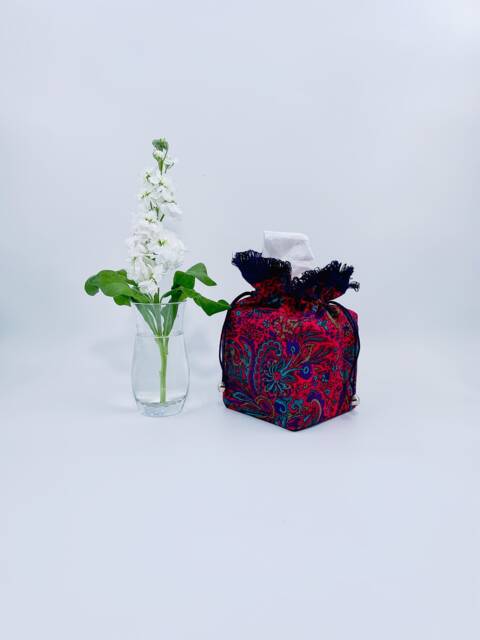 Floral Fabric Tissue Box Cover Handmade Novelty Holder - image 1