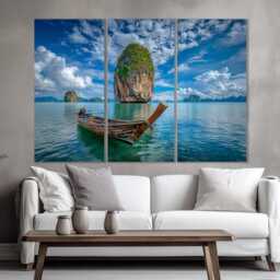 Fishing Boat in Thailand Tropical Island Canvas Print, Wall Art, Painting - thumbnail 2