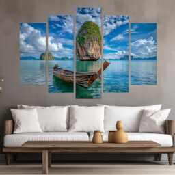 Fishing Boat in Thailand Tropical Island Canvas Print, Wall Art, Painting - thumbnail 3