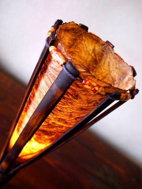 Handmade Bamboo Table Lamp Torchiere Paper Lantern, Rustic Modern Light, Home Gift Idea - image 1