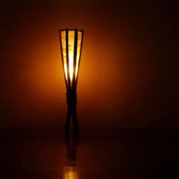Handmade Bamboo Table Lamp Torchiere Paper Lantern, Rustic Modern Light, Home Gift Idea - thumbnail 3