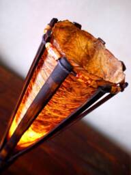 Handmade Bamboo Table Lamp Torchiere Paper Lantern, Rustic Modern Light, Home Gift Idea - thumbnail 1