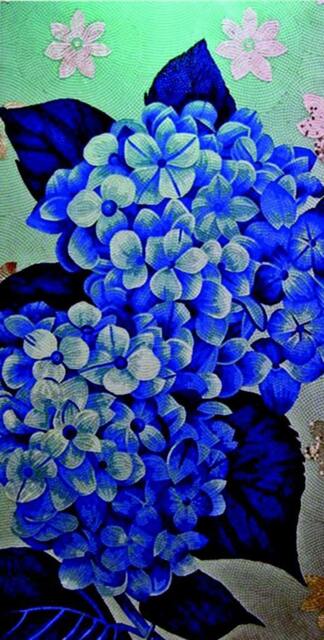 Blue Flowers Bouquet Glass Mosaic Mural