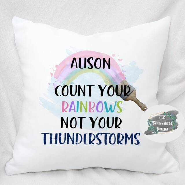 Personalised Pastel Rainbow Cushion, Inspirational Kids Room Decor - image 1