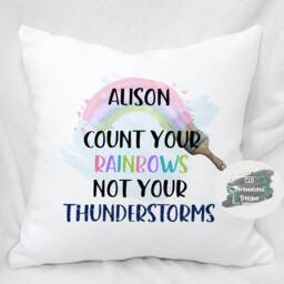 Personalised Pastel Rainbow Cushion, Inspirational Kids Room Decor - thumbnail 1