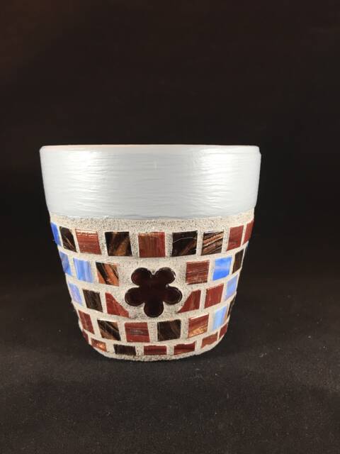 Mosaic Flower Pot Handmade Ceramic Tile Planter, Small Succulent Decor - image 1