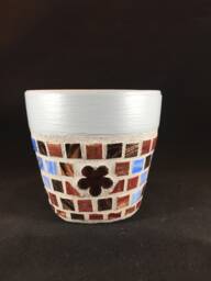 Mosaic Flower Pot Handmade Ceramic Tile Planter, Small Succulent Decor - thumbnail 1