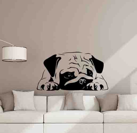 Pug Wall Decal Dog Puppy Poster Gifts Pet Shop Sign Animals For Nursery Vinyl Sticker Playroom Decor Home Kids Art Stencil St - image 1