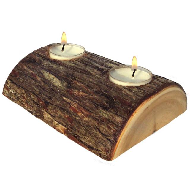 Rustic White Cedar Log Candle Holder 6