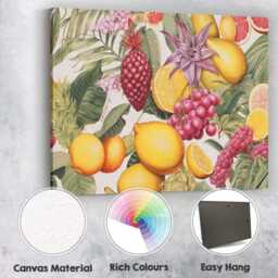 Vintage Tropical Citrus Fruit Botanical Collage Canvas Wall Art Print Decor Picture Ready To Hang - thumbnail 2