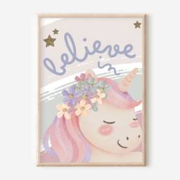 Set Of 3 Unicorn, Princess & Rainbow Prints. Perfect For A Girls Room, Nursery Or Playroom - Prints Only - thumbnail 2