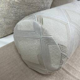 Luxury Bolster Cushion 16x6 - Bill Beaumont Fabric Calico Power Geometric Design Duck Feather Fill Handmade - thumbnail 3