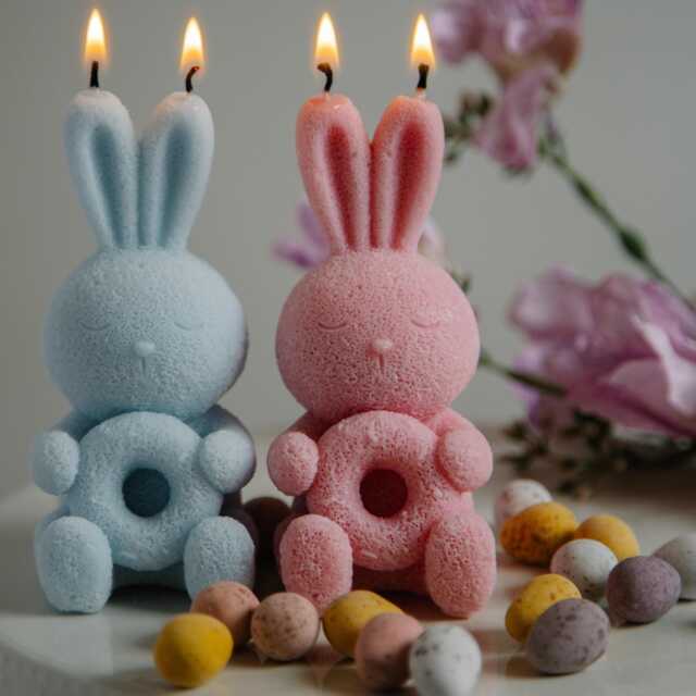 Handmade Bunny Candle - Pastel Easter Decor, Spring Gift - image 1