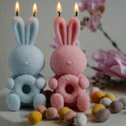 Handmade Bunny Candle - Pastel Easter Decor, Spring Gift - thumbnail 1