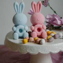 Handmade Bunny Candle - Pastel Easter Decor, Spring Gift - thumbnail 4