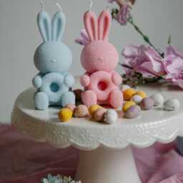 Handmade Bunny Candle - Pastel Easter Decor, Spring Gift - thumbnail 2