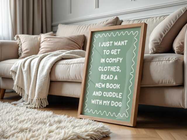 Books & Dogs Sage Green Typography Print - Reading Print, Dog Owner Love To Read Wall Art, Cute Book Corner Art - image 1