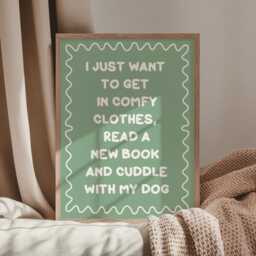 Books & Dogs Sage Green Typography Print - Reading Print, Dog Owner Love To Read Wall Art, Cute Book Corner Art - thumbnail 3