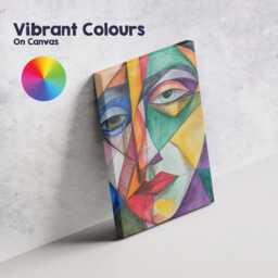 Vibrant Cubist Woman Face Colour Pencil Portrait Canvas Wall Art Print Decor Picture Ready To Hang - thumbnail 4