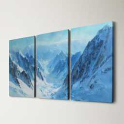 Swiss Alps Icy Mountain Glacier Painting 3 Panel Split Canvas Wall Art Winter Landscape Oil Home Decor Gift