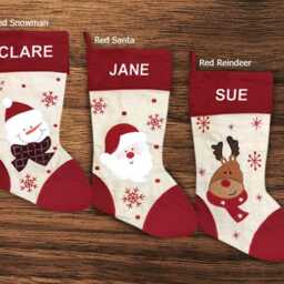 Personalised Christmas Stocking - Red Reindeer Embroidered Name - thumbnail 3
