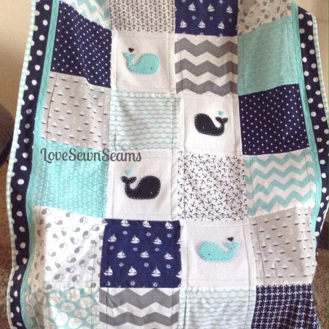 Baby Quilt/Nautical Quilt/Coastal Baby Bedding/Handmade Baby Quilt/Made in Usa - image 1