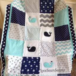 Baby Quilt/Nautical Quilt/Coastal Baby Bedding/Handmade Baby Quilt/Made in Usa - thumbnail 2