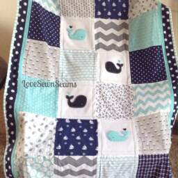 Baby Quilt/Nautical Quilt/Coastal Baby Bedding/Handmade Baby Quilt/Made in Usa - thumbnail 1