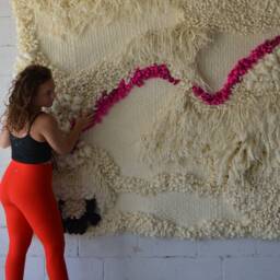 Large Macrame Woven Wall Hanging Contemporary Fiber Art Tapestry - thumbnail 3