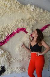 Large Macrame Woven Wall Hanging Contemporary Fiber Art Tapestry - thumbnail 1