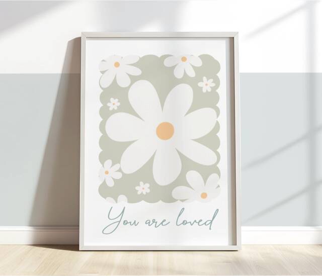 Daisy Poster, Wildflower Print, Pastel Flower Love Girl Nursery Scandi Decor, Teen Bedroom Kids Wall Art - image 1