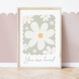 Daisy Poster, Wildflower Print, Pastel Flower Love Girl Nursery Scandi Decor, Teen Bedroom Kids Wall Art - thumbnail 3