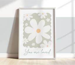 Daisy Poster, Wildflower Print, Pastel Flower Love Girl Nursery Scandi Decor, Teen Bedroom Kids Wall Art - thumbnail 1