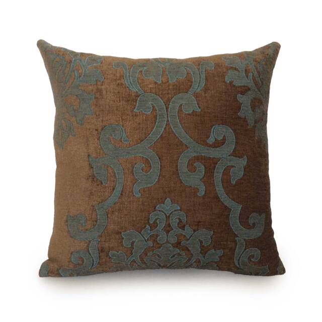 Chocolate Brown & Teal Pillow, Throw Pillow Cover, Decorative Cushion Pillowcase, Accent Velour Blend Pillow - image 1