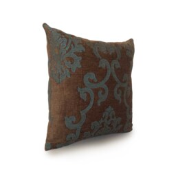 Chocolate Brown & Teal Pillow, Throw Pillow Cover, Decorative Cushion Pillowcase, Accent Velour Blend Pillow - thumbnail 2